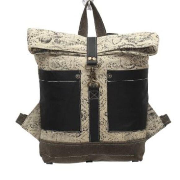 Floral Canvas and Leather Backpack‎ - Picture 1 of 3